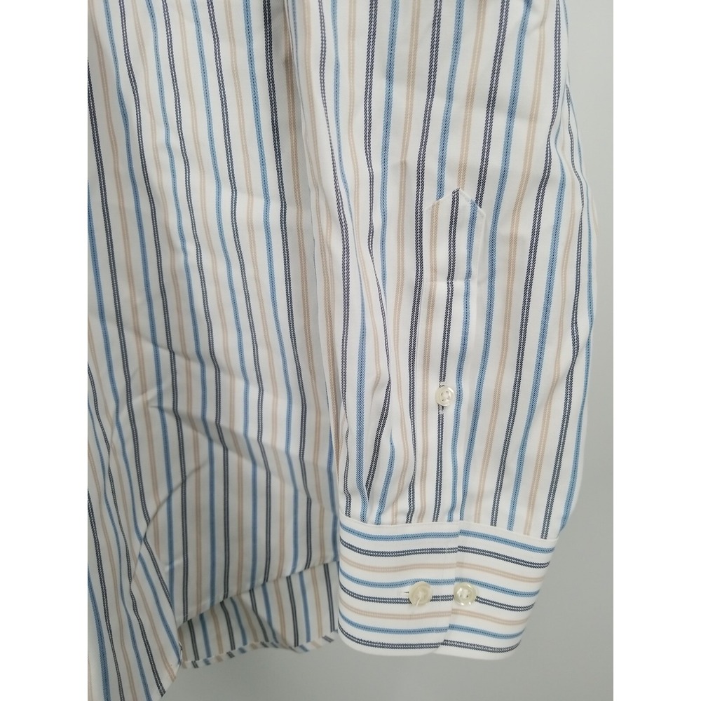Eddie Bauer Shirt Mens Tall Large White‎ Striped Long Sleeve Button Up Classic - Picture 3 of 7